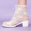 Lace lining women high heel pvc boots